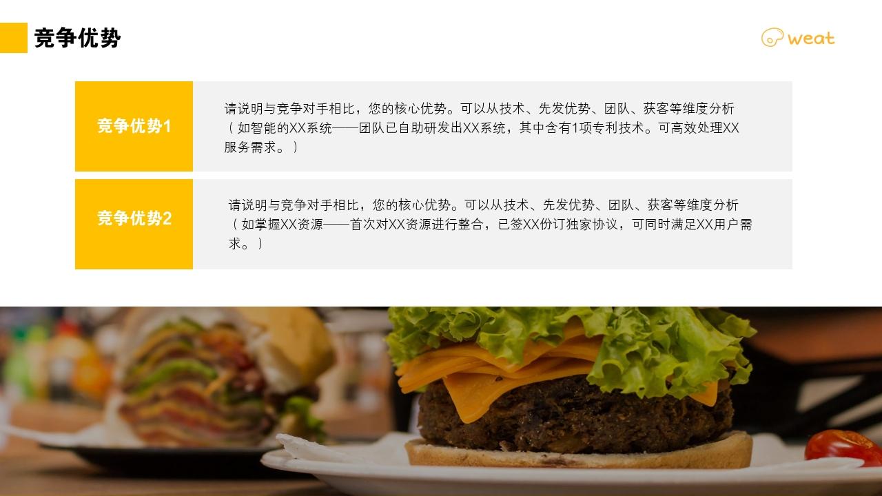 餐饮行业人造肉植物蛋白肉健康饮食健身餐创业商业计划书PPT模板-竞争优势